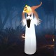 6-foot inflatable Halloween ghost with pumpkin and LED lights, designed for outdoor decor and easy installation.