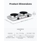 Double hot plate electric countertop burner with stainless steel housing, featuring two adjustable thermostats for.