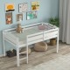 Wooden twin low loft bunk bed in white with guard rail, ladder, and under-bed storage for kids' rooms.