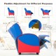 Kids leather recliner chair in blue with adjustable backrest for reading, watching TV, or napping, featuring side.