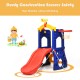 Freestanding kids slide with basketball hoop, made of non-toxic HDPE, designed for safe indoor and outdoor play.