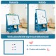 Multifunctional kids' standing art easel in navy with adjustable height, removable double-sided board, and storage.