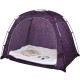 Purple portable indoor privacy play tent with sturdy fiberglass poles and mesh vents, ideal for kids and adults.
