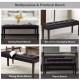 Brown upholstered dining room bench with button tufting, solid rubberwood legs, ideal for dining or hallway use.