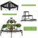 Three-tier metal corner plant display rack with durable frame, spacious design, and decorative lace, ideal for.