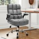 Adjustable gray swivel office chair with high back, flip-up armrests, and ergonomic design for home or office use.