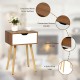 End side storage drawer nightstand with solid pine legs, smooth sliding drawer, and exquisite wood grain surface for.