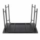 Rectangular dining table set with sturdy iron frame, featuring round corners and non-skid feet for safety and stability.