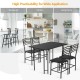 Side view of the 5-piece wood rectangular dining table set with 4 chairs, showcasing its sturdy iron frame and backrest.