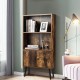 2-tier retro bookcase with 2 open shelves and 1 concealed compartment, made of solid wood for rustic home decor.