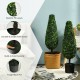 Lifelike 3-foot artificial tower topiary tree with UV-resistant leaves in a sturdy black pot, ideal for indoor or.