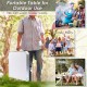 Height adjustable gray folding camping table with detachable legs, ideal for outdoor picnics and barbecues.