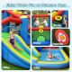 Inflatable kids water slide bounce castle with bright colors, featuring a slide, target balls, and safety mesh walls.