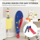 Folding plastic slide in blue and red, made of durable PE material, designed for kids aged 3-6 for easy storage.