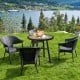 29-inch round patio bistro table with wood-like top, sturdy steel frame, perfect for outdoor dining and leisure.