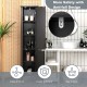 Freestanding black bathroom storage cabinet with five layers, anti-fall design, and raised feet for damp prevention.