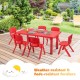 Kids plastic rectangular learn and play table in red, weather-resistant for indoor and outdoor use, ideal for preschool.