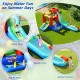 Inflatable kids water slide bounce house with splash pool, water cannon, and ball pit for summer fun in the backyard.
