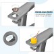 Handy cup holder detail of the gray outdoor Adirondack chair, designed for easy access to drinks in backyard settings.