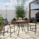 Patio square bar table with a wood-like top and sturdy steel frame, perfect for outdoor garden or backyard use.