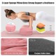 Yoga bolster pillow in pink with a soft suede cover, featuring a carry handle for easy transport and support during.