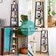 4-tier corner shelf in brown with metal frame, perfect for storage in living room, study, or balcony.