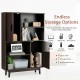 Espresso sideboard storage cabinet featuring 4 open shelves and 2 doors, perfect for organizing books and essentials.
