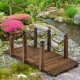 5-foot wooden garden bridge with stained finish and safety railings, perfect for enhancing outdoor spaces.