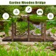5 feet wooden garden bridge with stained finish and safety rails, perfect for outdoor decoration and easy installation.