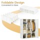 Foldable closet organizer with 8 cubby storage, featuring magnet doors and compact design for easy transport and use.