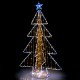 5-foot animated Christmas tree with warm and cold LED lights, featuring a star topper and sturdy round metal base.