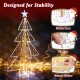 5 ft animated Christmas tree with warm and cold LED lights, featuring a stable round base and included zip ties for.