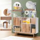 Sideboard storage cabinet featuring three cabinet doors, spacious tabletop, and solid hardwood legs for versatile.
