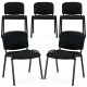 Set of 5 black office chairs with padded cushions and metal frames, ideal for conference rooms and space-saving.