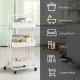 3-tier white utility cart with casters, ideal for kitchen or bathroom storage, featuring ABS baskets and ergonomic.