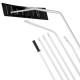 Extendable aluminum snow removal tool with 6-section poles and wide blade, ideal for reaching roofs and tight corners.