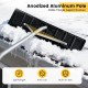 Extendable aluminum snow removal tool with wide blade and angled head, ideal for clearing snow from roofs.