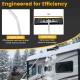 Extendable aluminum snow removal tool with angled head and wide blade, ideal for clearing snow from roofs and corners.