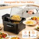 5.3-Qt electric deep fryer with LED touch screen, three baskets, and safety features for effortless cooking and frying.