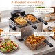 Electric deep fryer with 3 baskets, 5.3 QT capacity, LED touch screen, and 6 presets for versatile cooking.