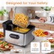 Electric deep fryer with 3 baskets, 1700W power, LED touch screen, and safety features for effortless cooking.