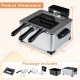 5.3-Qt electric deep fryer in silver features three baskets, LED touch screen, and 1700W for perfect frying results.