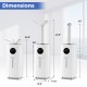 Dimensions of the 5.5Gal humidifier with 360° nozzles, showcasing its large capacity and adjustable features for large.