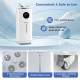 5.5Gal humidifier with 360° nozzles, stainless steel atomizers, and lockable wheels for large room comfort.