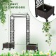 Self-watering planter box with lattice trellis and roof, 5.5 FT tall, brown, ideal for indoor and outdoor gardening.
