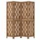 Four-panel room divider made of premium paulownia wood with wave cutout patterns, perfect for creating privacy in any space.