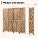 Dimensions of a 5.5 FT tall brown room divider with wave cutout patterns, ideal for privacy in any room.