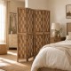 Tall 5.5 FT room divider with wave cutout patterns and a brown paulownia frame, ideal for creating privacy in any space.