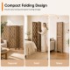 5.5 FT tall room divider with wave cutout and paulownia frame, featuring a compact folding design for easy storage.