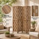 5.5 FT tall room divider with wave cutout design, made of premium paulownia wood, perfect for creating privacy in any space.